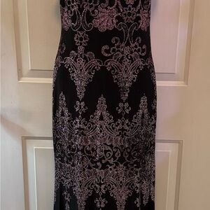Jump Apparel Black Spaghetti Strap Dress with Pink Sparkly Accents